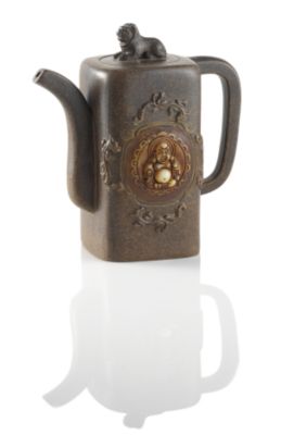 Tall Jade Happy Buddha Teapot